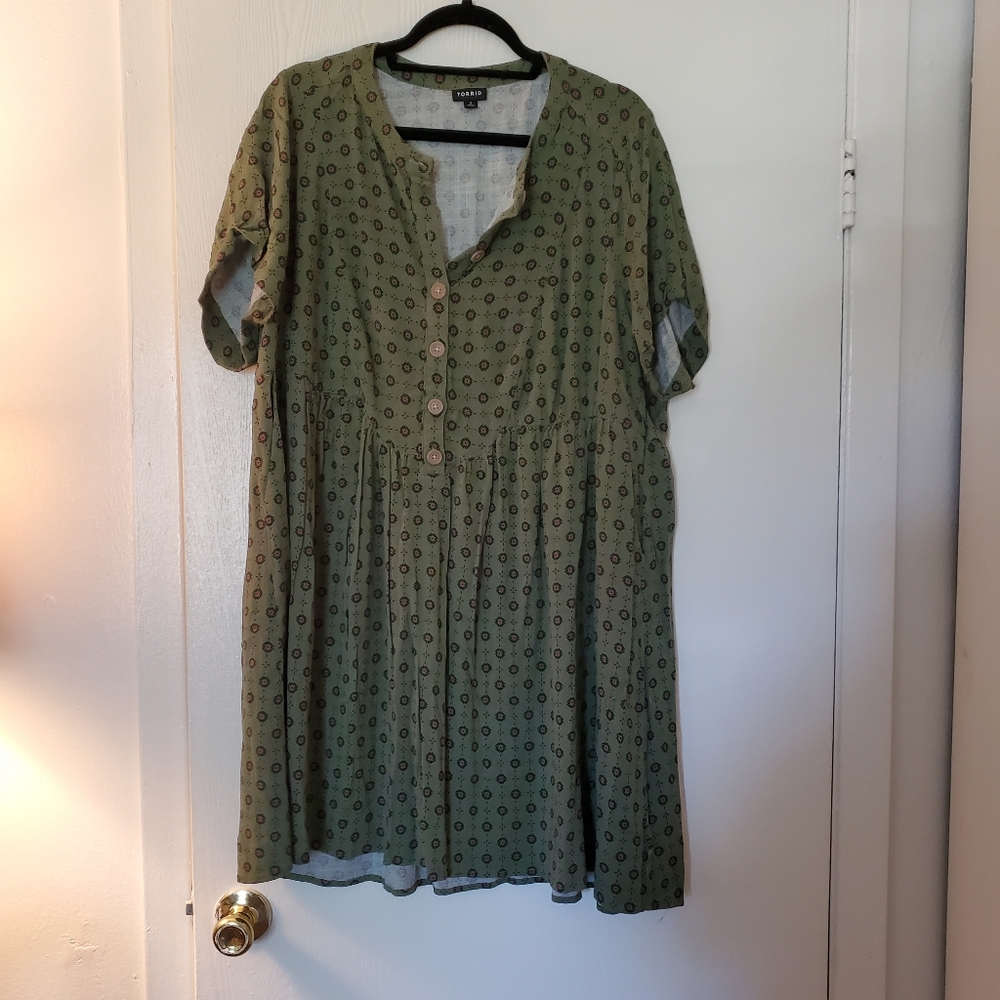 Torrid Green Button-Up Women's Dress